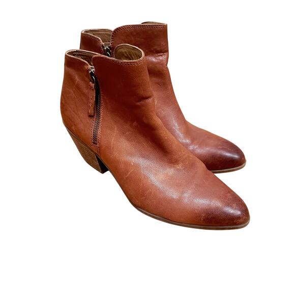 Frye Judith Double Zip Ankle Bootie in Cognac Brown Leather Women's Size 10 - Picture 3 of 9